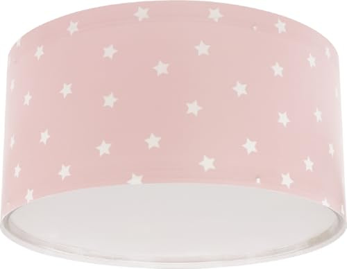 Dalber Kinder Deckenlampe Star Light Sterne Rosa 82216MS | Deckenleuchte; Kinderzimmer; Jungenzimmerlampe; E27 - 2 x 15W