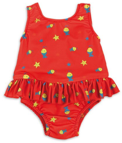 Bambinomio Baby Badeanzug mit Schwimmwindel Medium - rot