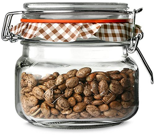 Kilner Square Clip Top Jars 0.5ltr - Case of 12 Preservation Jars, Storage Jars, Jam Jars with Cliptop Lid