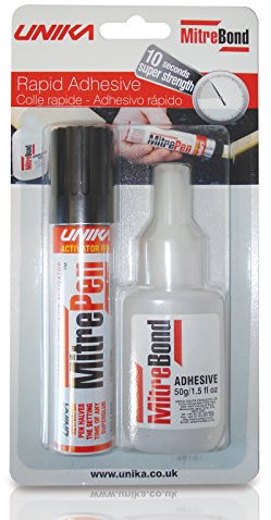 Unika Mitre Bond Superglue 50g x1 & Activator Pen, Super Glue Bonding Kit Code; MITREBP01