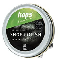 Kaps Schuhcreme | Leder Schuhe und Stiefel reinigen und pflegen | Basierend auf natürlichem Wachs | Schuhpoliturpaste schwarz | 50 ml