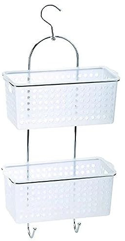 Blue Canyon 2 Tier Plastic Hanging Shower Caddy, 49.8 cm Width x 14.2 cm Height x 22.2 cm Depth, Metallic