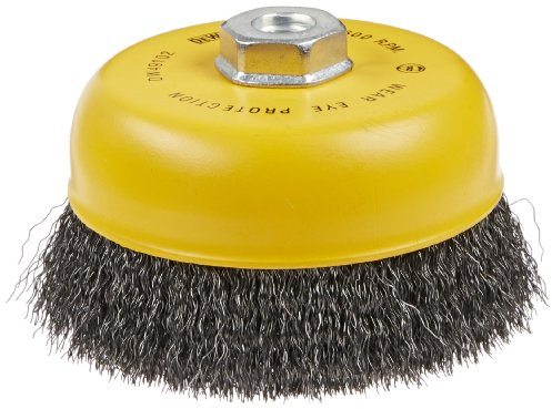 DEWALT Wire Cup Brush, Crimped, Carbon Steel, 6-Inch x 5/8-Inch, 11 HP, .014-Inch (DW49102)