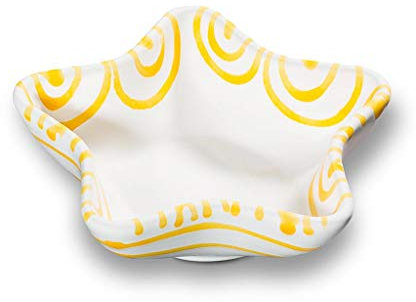 GMUNDNER KERAMIK Sternschale Stella Grösse: l= 14 cm x b= 14 cm x h= 3.9 cm Gelbgeflammt Geschirr, handgemacht in Österreich