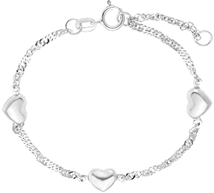 Amor Armband 925 Sterling Silber Mädchen Kinder Armschmuck, 12+2 cm, Silber, Herz, Kommt in Schmuck Geschenk Box, 9211364