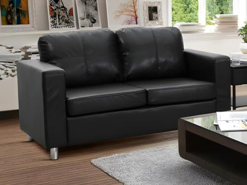 Vente-unique-Sofa 2-Sitzer - Kunstleder - Schwarz - Ackley