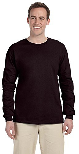 Gildan Men's Double Needle Rib Knit T-Shirt, Dark Chocolate, L, Chocolate, Large