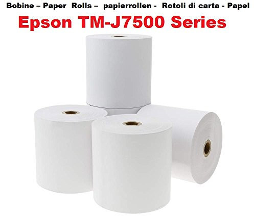 100 Rouleaux de papier pour imprimante epson tM-j 7500 rouleau 76 x 70 x 12 papier ordinaire offset sans bois pour imprimante à encre Epson (Par 100 bobines)