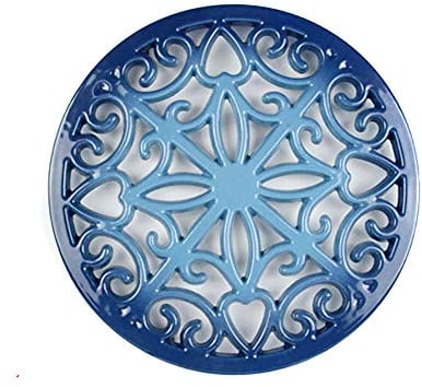 Sungmor Heavy Duty Enamel Cast Iron Round Trivet,Rustproof Bright Metal Racks
