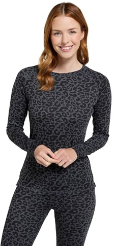 Mountain Warehouse Talus Printed Womens Thermal Top - Lightweight, Breathable & Quick Drying Ladies Baselayer - Autumn Winter, Outdoors, Travelling & Hiking Grey (Printed) Women's Size 18