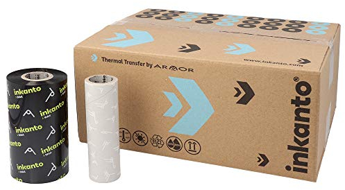 Armor AWR1 Thermotransfer Farbband - 110 mm x 300 m - Wachs Farbband schwarz, 10 Rolle/n in 1 Packung, 25 mm Kern, Außenwicklung, T57603QG, Thermotransferfolie für unbeschichtete Papieretiketten