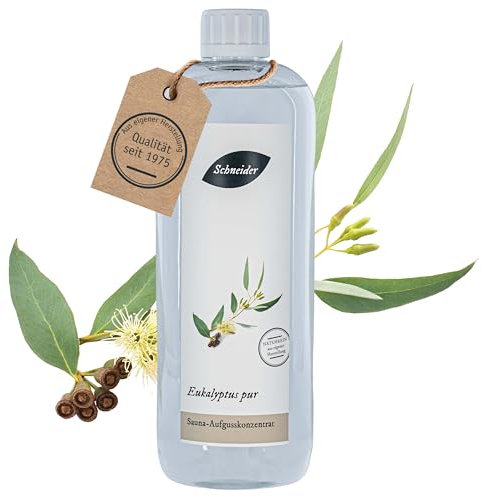 Saunabedarf Schneider Sauna Aufguss Konzentrat - Eukalypus Pur, wohltuender Saunaaufguss & langanhaltendes Dufterlebnis mit naturreinen, ätherischen Öle, 250ml