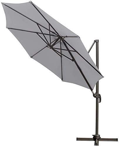 Green Bay Outdoor 3M Grey Roma Cantilever Parasol with Tilt & Rotation Function, Garden Patio Parasol Hanging Umbrella