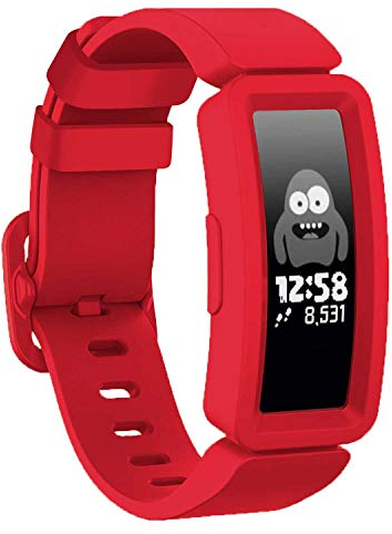 TopPerfekt Armband kompatibel mit Fitbit Ace 2 für Kinder 6, weiches Silikon wasserdicht Armband Zubehör Strap Jungen Mädchen Armbänder Kompatibel für Fitbit Ace 2 (rot)