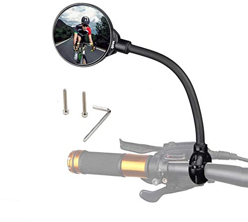 Parti Fahrradspiegel für Lenker 22-32mm, 360° Flexibel Konvex MBT Fahrrad Rückspiegel 3D Weitwinkel Rund Ebike Spiegel, Links&Richtig Universal Fahrrad Spiegel für Mountainbike/Mofa/Rennräder - 1Stück