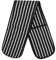 MOLLY MALOU Butcher Stripe Double Oven Gloves Quilted Heavy Duty Cooking Potholder Heat Resistant Mitt 18x90cm (Black)
