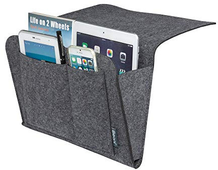 iBeani Felt Caddy Multi Bedside Pocket Organiser Slate Grey, 32cm x 22cm x 3cm