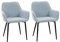 HOMCOM Pack de 2 Sillas de Comedor Sillas Decorativas Tapizadas en Lino Sillas de Cocina con Respaldo Reposabrazos y Patas de Metal para Salón 59,5x56,5x81 cm Azul