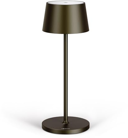 Stilosa 3 XL - Dimmbare LED Akku-Tischlampe IP54 Indoor & Outdoor - Aufladbar - Warme Lichtfarbe - Designer Tischleuchte mit USB-C Port - Tropisches Schwarz