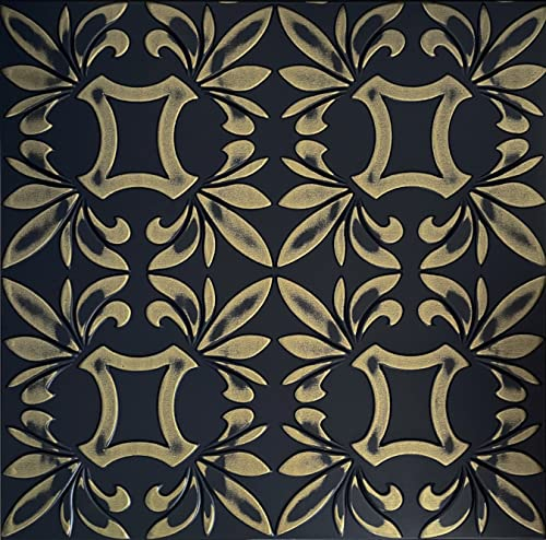 Eurodeco Paneele aus Polystyrol XPS, Deckenpaneele, 3D Wandpaneele, Styropor Dekoren, Decken Retro Vintage Wandverkleidung, 3mm dick - 50x50cm (4m²-16 Stück, Retro 112)