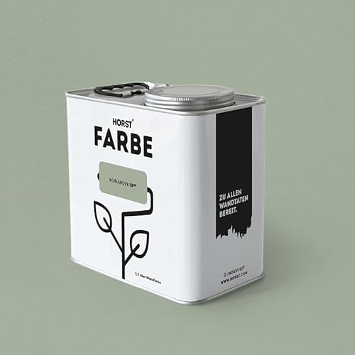 HORST Wandfarbe Koriander 5L - Hochwertige Innen-Farbe - Hohe Deckkraft & Schnelltrocknend - Geruchsneutral - Spritz- & Tropffrei - 100% Natürlich - Grün