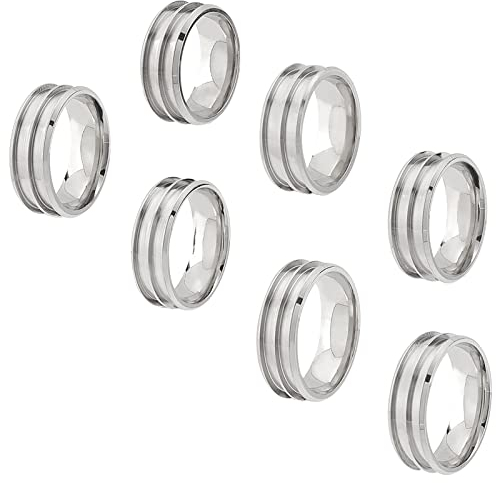 UNICRAFTALE 7 Stück 7 Größen Breitband Fingerringe 201 Edelstahl Doppelt Gerillte Ringe Kern Rohlinge Ring Für Inlay Ring Schmuckherstellung Polierter Komfort Gerillter Fingerring