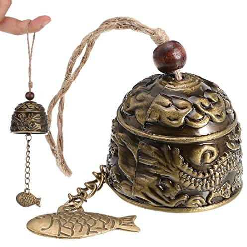 Fengshui Glocke Vintage Drachenglocke Viel Glück Orientalische Glocken Hängende Drache Fisch Feng Shui Windspiel Segen Drachen Ornamente für Haus Garten Hof Innen- und Außenbereich Dekoration