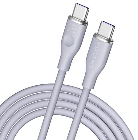 VOLTME USB C to USB C Cable, 100W USB C Charger Cable (6ft/1.8m), Type C Charging Cable Fast Charge for iPad Mini 6, iPad Pro 2020, iPad Air 4, MacBook Pro 2020, Galaxy S21, Switch, Pixel, LG, Grey