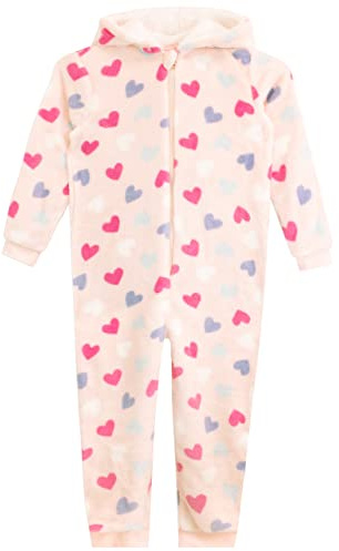 Harry Bear Girls Fleece Onesie Hearts