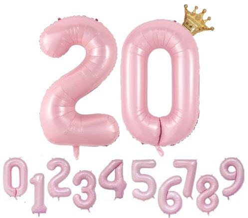 Foil Luftballon 20 Helium Folienballon Zahlen Ballon XXL Folien Rosa Ballon 20 Geburtstag 100cm/40inch