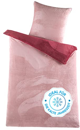 Kuscheli Winter Plüsch Sterne Wendebettwäsche Nicky-Teddy Cashmere Touch 135-155 - 200x200 Coral Fleece