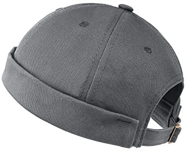 Zylioo Casquette de montre Docker XXL sans bord pour grandes têtes, grand bonnet de chalutier, bonnet surdimensionné à poignets roulés, gris, L/XL