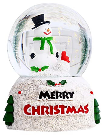 Globo de Nieve, Globo de Nieve de Navidad, Bola de Cristal Iluminada, Adornos de Bolas de Cristal de Navidad, Adornos Navideños Interiores para Hogar (Muñeco de Nieve Grande)