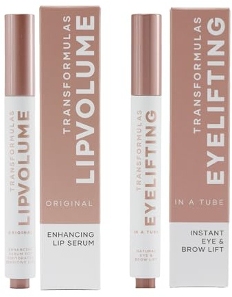 Transformulas Facefixers Duo Instant Lip Plumper and Eye Lift Serum | Instant Lip Plumper with Vitamin E and Peptides Plus Eye Lift Serum. Duo Set for Fuller Lips and Lifted Youthful Eyes.