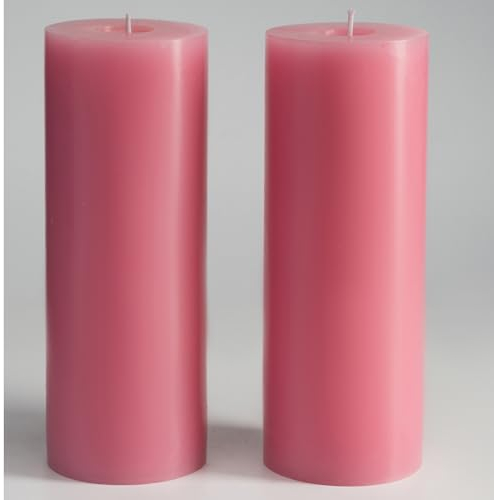 Memoward Stumpenkerzen Rosa,Kerzen Groß 2er Set,Lange Brenndauer ca.100+ Std,Saubere Verbrennung,Unparfümiert,für Haushalt,Feiern und Gastronomie Deko (7.5 x 20 cm-2er, Rosa)