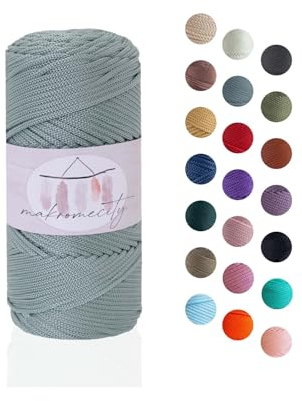 Makromecity Makramee Garn 2mm x 115m Premium Polyester Macrame Cord Polypropylene Yarn für Handwerk Wohndekorationen Platzteller Umhängetasche Handtasche Runner Schnullerkette 20 Farbe