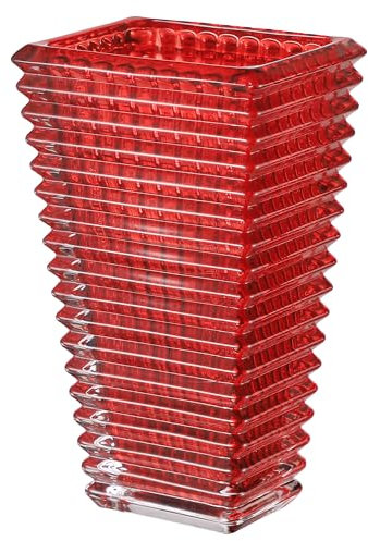 Mcmcncuiu, Kristallblumenvase, rote Glasvase, Glasvasen für Tischmittelstücke, moderne große Vasen für Wohnzimmer, Schlafzimmer, Regale, Tische, Geburtstag, Hochzeit, 23 cm