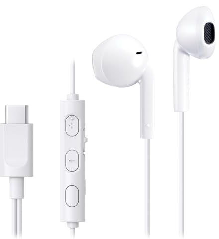 JVC HA-FR17UC-W - Bud-Typ USB-C Ohrhöhrer mit eingebautem DAC für kraftvollem und kristallklarem Klang, praktischem Mikrofon und 3-Tasten-Fernbedienung in äußerst kompakter Bauform (Weiß)