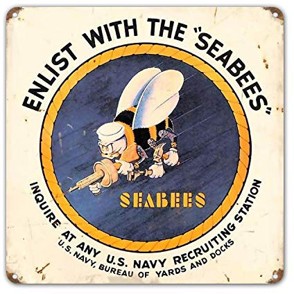 Vintage Sea Bees Metal Signs Military Tin Sign Plaques Poster for Garage Pub Bar Man Cave Home Wall Decor 30,5 x 30,5 cm