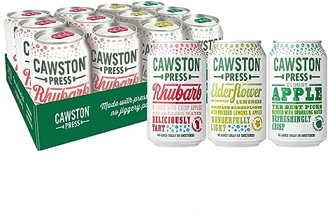 Cawston Press Variety Pack Cans/Mixed Case Fizzy Drink Blended with Sparkling Water and Pressed Apple Juice (330ml x 12 cans) | Gluten Free - Vegan - No Added Sugar