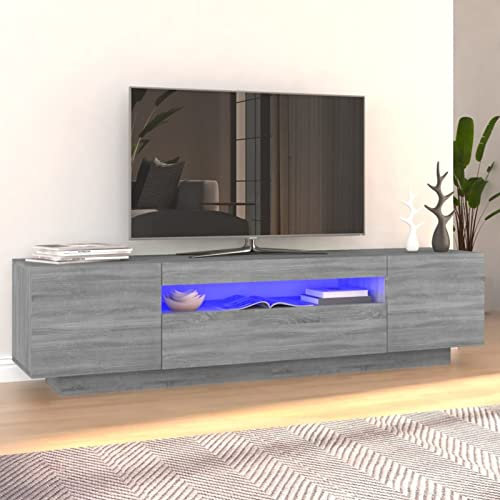 Festnight tv Schrank mit led tv Board fernsehschrank tv Tisch fernsehtisch tv Bank TV Board Sideboard für Wohnzimmer Schlafzimmer Möbel Grau Sonoma 160x35x40 cm