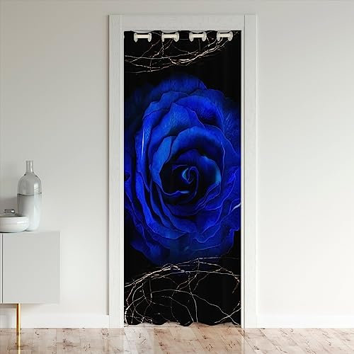 Rose Rideaux Interieur Salon Chambre Bleu Rose Floral Fleurs Rideau de Porte 132x203cm Décor Rideau Occultant Rideaux Garden Fleurs Romantique Saint Valentin