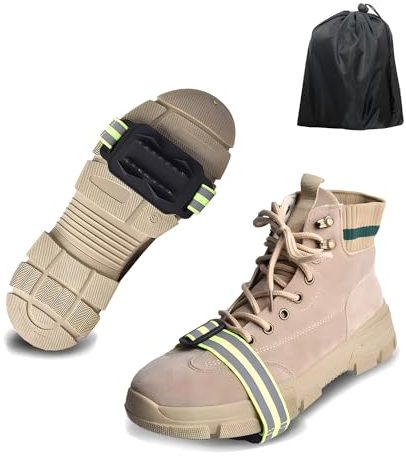 TOURSLOV Anti Rutsch Sohlen Schuhkrallen Schnee EIS – Schuhnieten Lösen Sich Nie - Steigeisen Schuhspikes Eiskrallen Schneekette für Stiefel, Mid-Sole Crampons Ice Grips Ice Cleats (Reflektierend)