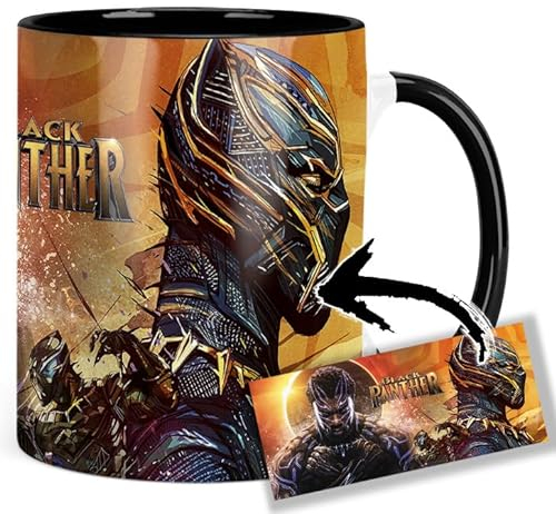 Black Tasse Panther Innen & Henkel Schwarz Keramikbecher Mug