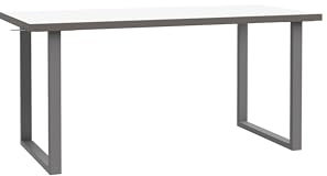 Forte KEFLAVIK Schreibtisch 160, moderner Computertisch, weißer Schreibtisch, Home Office, Büro, Holzwerkstoff, Weiß/Grau, 160 cm breit x 74,1 cm hoch x 75 cm tief