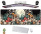 Cute Watercolor Floral Desk Mat - Daisy Full Moon Anime Gaming Mouse Pad, XL Large Extended 80x30cm, Aesthetic for Women, Office Decor