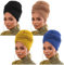 Stretch-Jersey-Turban-Kopfwickel, gestrickt, Kopfwickel, städtischer Haarschal, einfarbig, ultraweich, extra lang, atmungsaktives Kopfband für Frauen (Schwarz/Kamel/Kurkuma/Blau)