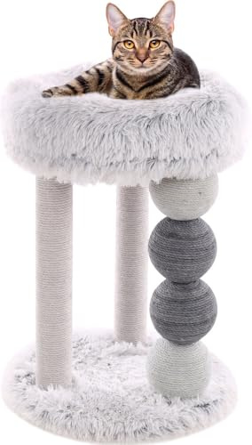 Flamingo Kratzbaum Duchess – Grau/Weiß | Luxuriöser & Kuscheliger Kratzbaum für Katzen!