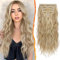 BARSDAR Clip in Haarverlängerung, 50CM Lang Wellig Blond Haarextension 6PCs Dickes Haarverlängerung Synthetisches Haarteil Für Damen (Helles Aschblond Mix)