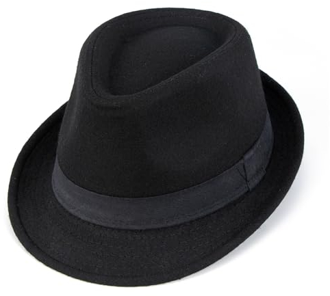 DudWocy Klassischer Herren-Jazz-Fedora-Hut der 1920er Jahre, strukturierter Manhattan-Gangster-Trilby, kubanischer Vintage-Panama-Hat mit kurzer Krempe